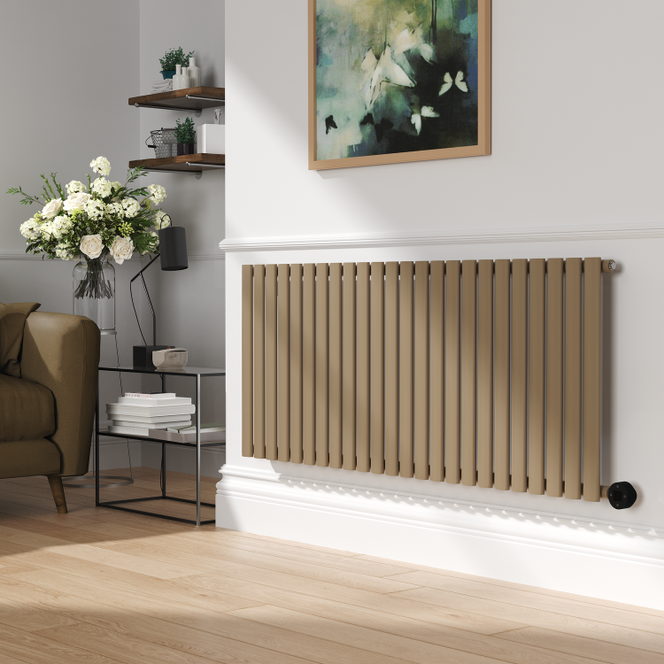 Beige Grey Horizontal Smart Electric Radiator with Wi-Fi Thermostat - 2000W - H600xW1410mm - Bathroom Safe