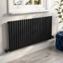 Midnight Black Horizontal Smart Electric Radiator with Wi-Fi Thermostat - 2kW - H600xW1416mm - Bathroom Safe