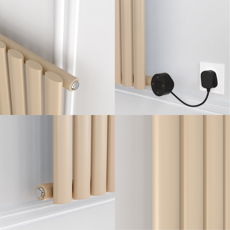 Elk Brown Horizontal Smart Electric Radiator with Wi-Fi Thermostat - 2000W - H600xW1410mm - Bathroom Safe