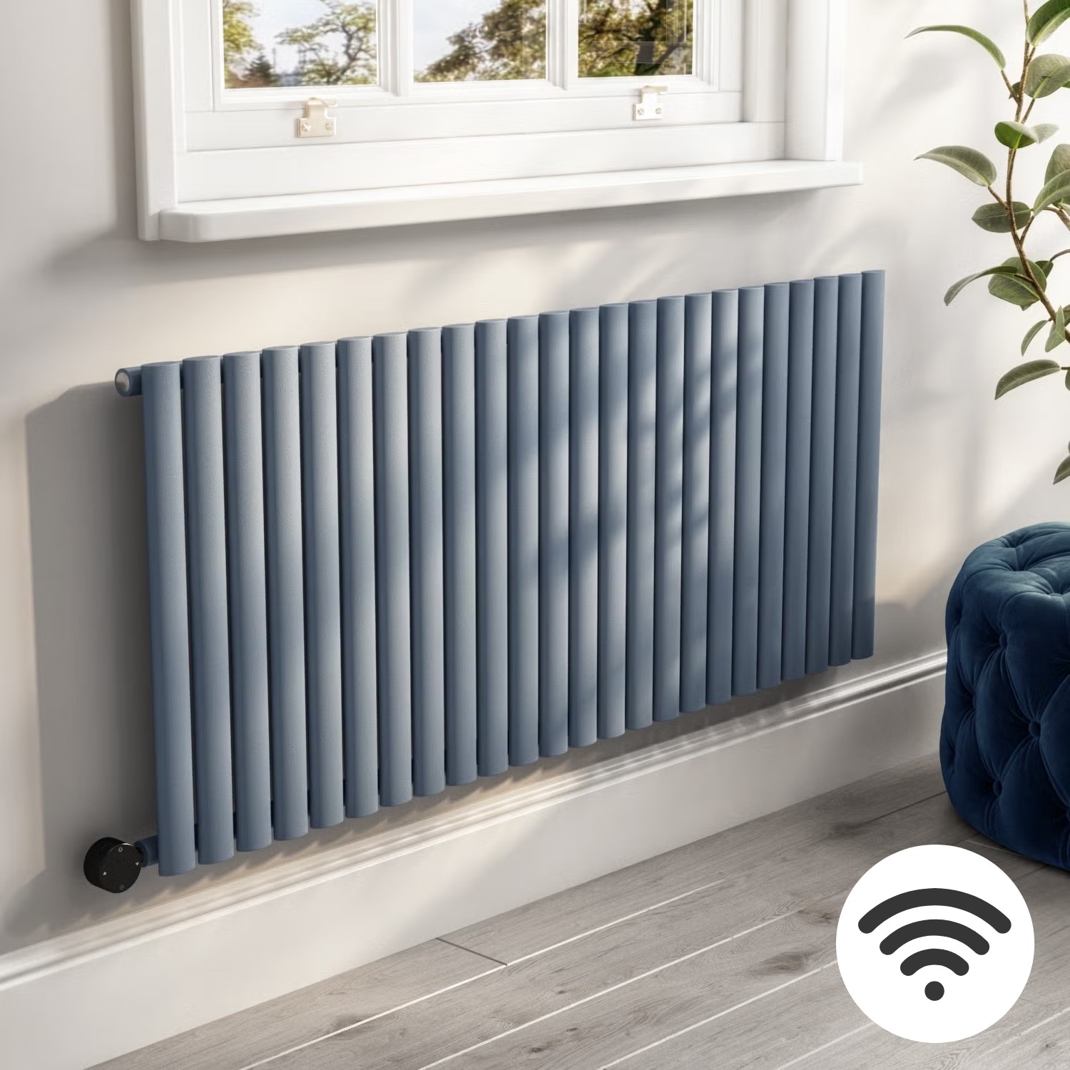 Light Grey Horizontal Smart Electric Radiator with Wi-Fi Thermostat ...