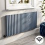 Light Grey Horizontal Smart Electric Radiator with Wi-Fi Thermostat - 2kW - H600xW1416mm - Bathroom Safe