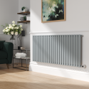 A1/HS24-600-2SPW GRADE A1 - Salt & Pepper Horizontal Smart Electric Radiator with Wi-Fi Thermostat - 2KW - H600xW1410 - Bathroom Safe