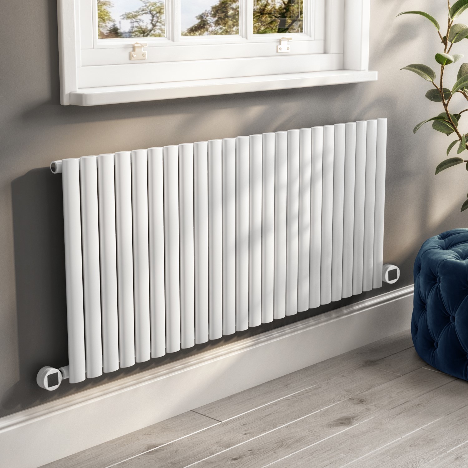 White Electric Horizontal Designer Radiator 2kW with Wifi Thermostat ...
