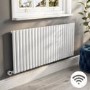 White Horizontal Smart Electric Radiator with Wi-Fi Thermostat - 2kW - H600xW1416mm - Bathroom Safe