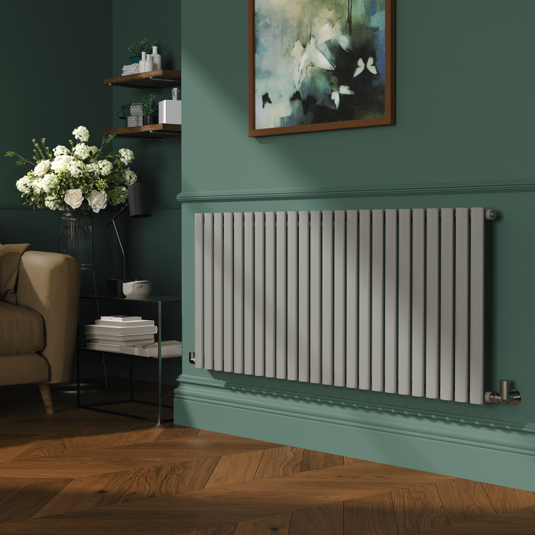 Sorrento Smoked Stone Horizontal Oval Designer Radiator 600x1416mm Single Panel 3783 BTU