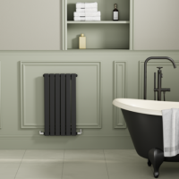 Riace Midnight Black Horizontal Flat Designer Radiator 800x408mm Single Panel 1299 BTU