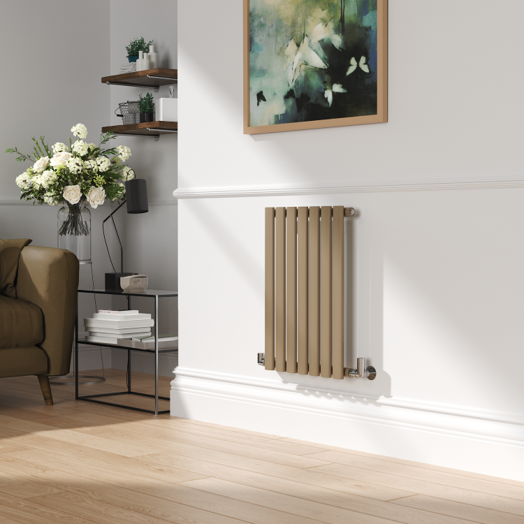 Sorrento Beige grey Horizontal Oval Designer Radiator 600x413mm Single Panel 1103 BTU