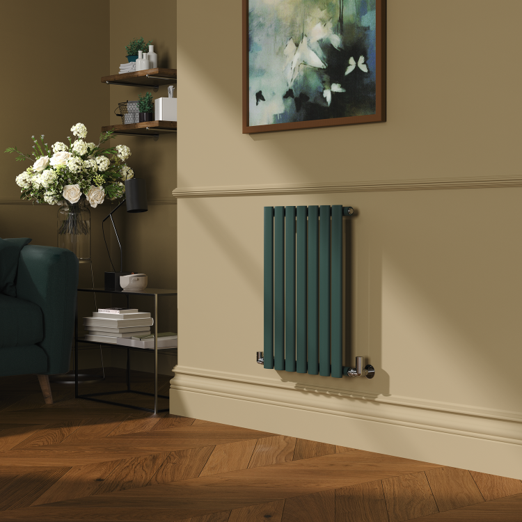 Sorrento Evergreen Horizontal Oval Designer Radiator 600x413mm Single Panel 1103 BTU