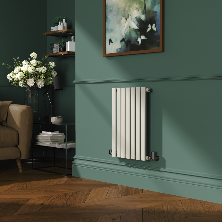 Sorrento Linen Horizontal Oval Designer Radiator 600x413mm Single Panel 1103 BTU