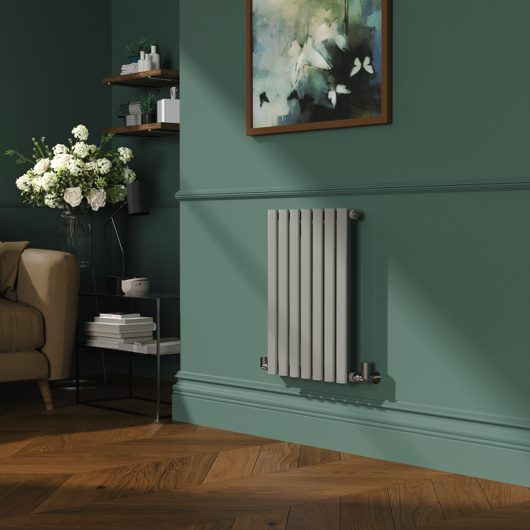 Sorrento Smoked Stone Horizontal Oval Designer Radiator 600x413mm Single Panel 1103 BTU
