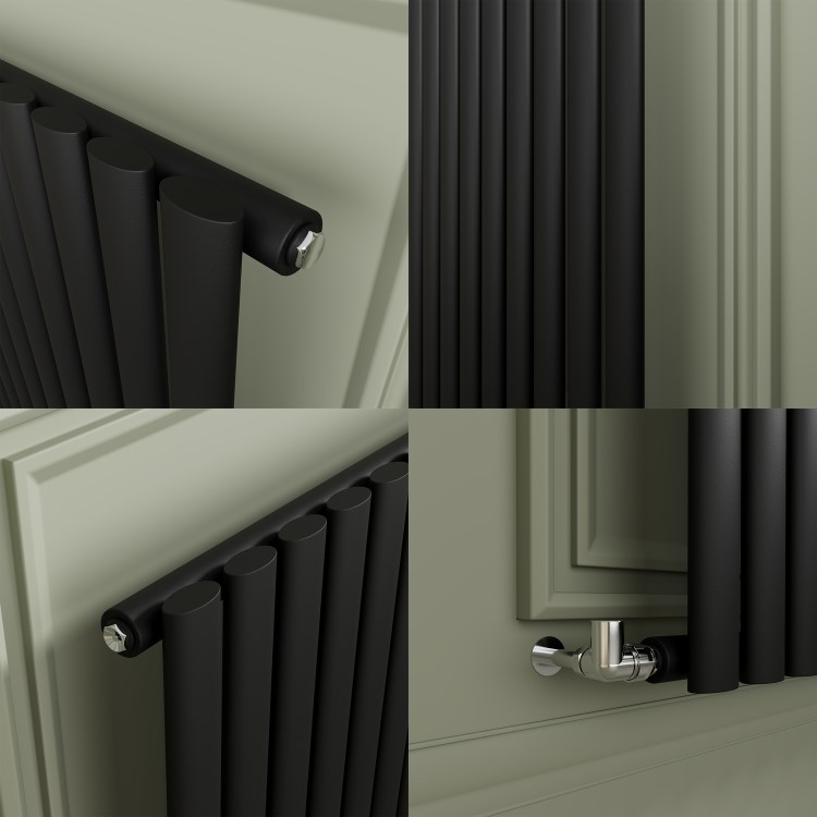 Sorrento Midnight Black Horizontal Oval Designer Radiator 800x413mm Single Panel 1364 BTU