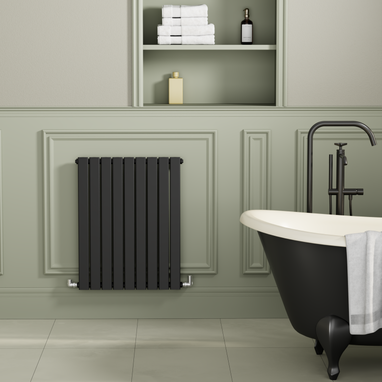 Riace Midnight Black Horizontal Flat Designer Radiator 800x612mm Single Panel 1947 BTU