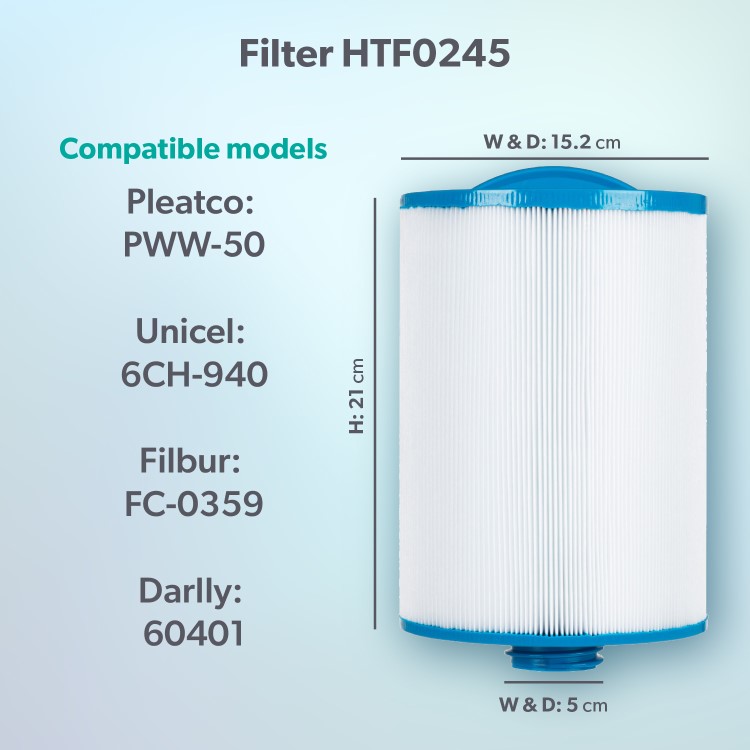 Hot Tub Filter Compatible with Jacuzzi Pleatco PWW-50 Unicel 6CH-940 Filbur FC-0359 Darlly 60401