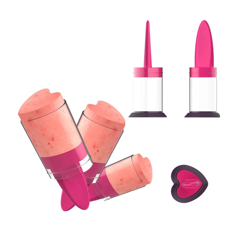 electriQ 4 Heart Shaped Ice Lolly Moulds