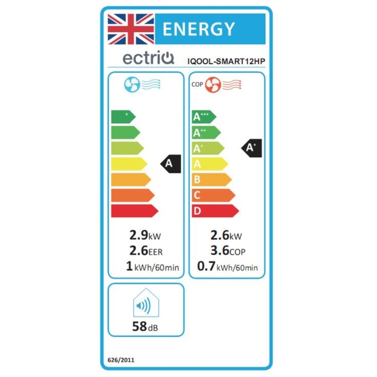GRADE A5 - electriQ IQOOL-SMART12HP 10000 BTU Smart Wall Mounted Air Conditioner and Heat Pump without outdoor unit