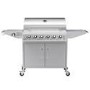 Refurbished electriQ The Georgia Classic 6 Burner Gas BBQ with side burners in Stainless Steel Includes FREE BBQ Cover and Utensil Set