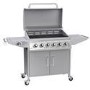 GRADE A2 - The Georgia Classic - 6 Burner Gas BBQ with Side Burner in Silver.