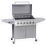 Refurbished electriQ The Georgia Classic 6 Burner Gas BBQ with side burners in Stainless Steel Includes FREE BBQ Cover and Utensil Set