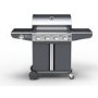 GRADE A2 - The Kentucky Premium 4 Burner Black Gas BBQ - Includes BBQ Cover and Utensils Set