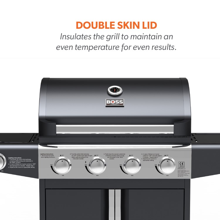 Refurbished Boss Grill Kentucky Premium 4 Burner Gas BBQ Grill - Black