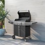 GRADE A2 - The Kentucky Premium 4 Burner Black Gas BBQ - Includes BBQ Cover and Utensils Set
