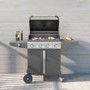 GRADE A2 - The Kentucky Premium 4 Burner Black Gas BBQ - Includes BBQ Cover and Utensils Set