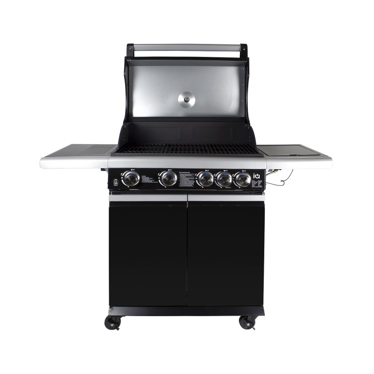 GRADE A3 - The Alabama Elite 4 Burner Black Gas BBQ - Includes BBQ Cover