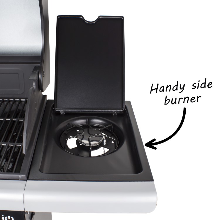 GRADE A3 - The Alabama Elite 4 Burner Black Gas BBQ - Includes BBQ Cover