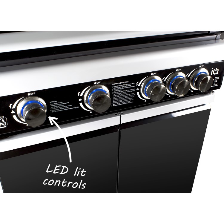GRADE A3 - The Alabama Elite 4 Burner Black Gas BBQ - Includes BBQ Cover