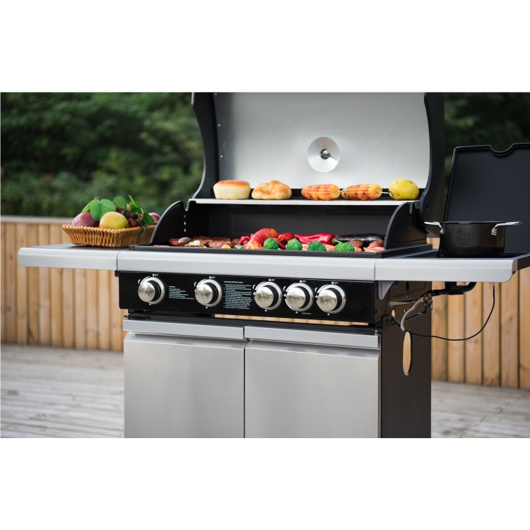 GRADE A2 - The Alabama Elite 4 Burner Gas BBQ in Stainless Steel - Includes BBQ Cover