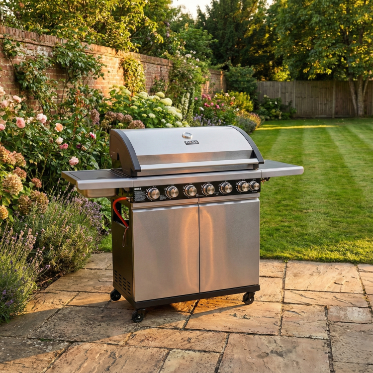 Boss Grill Alabama Elite - 6 Burner Gas BBQ with Side Burner - Stainless Steel