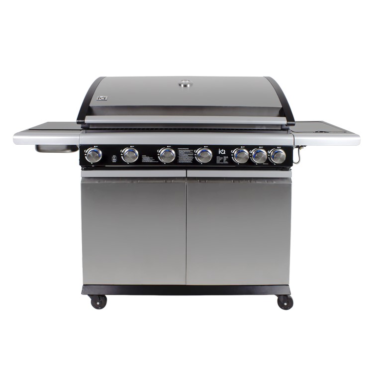 GRADE A2 - The Alabama Elite 6 Burner Gas BBQ In Stainless Steel  - Includes BBQ Cover