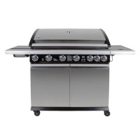 GRADE A2 - The Alabama Elite 6 Burner Gas BBQ In Stainless Steel  - Includes BBQ Cover