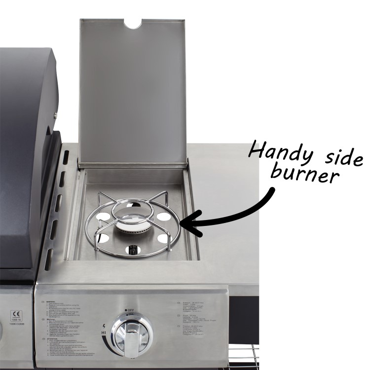 Refurbished Boss Grill Texas Outdoor Kitchen - 4 Burner Gas BBQ Grill with Side Burner - Black