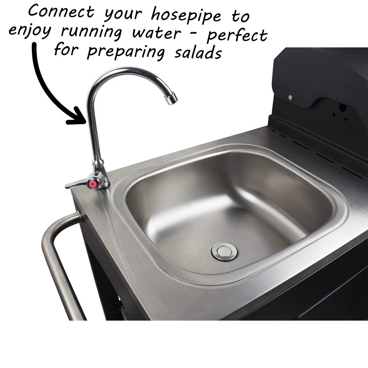 Refurbished Boss Grill Texas Outdoor Kitchen - 4 Burner Gas BBQ Grill with Side Burner - Black