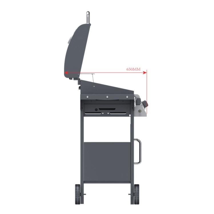 Boss Grill Georgia Classic - 3 Burner Gas BBQ Grill with Side Burner - Black