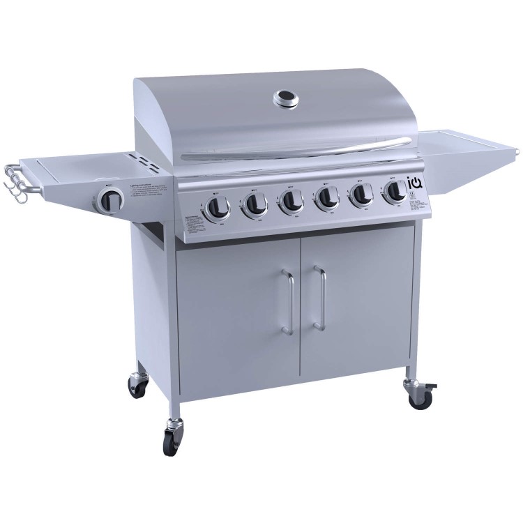 GRADE A2 - The Georgia Classic 6 + 1 Burner Gas BBQ in Silver.