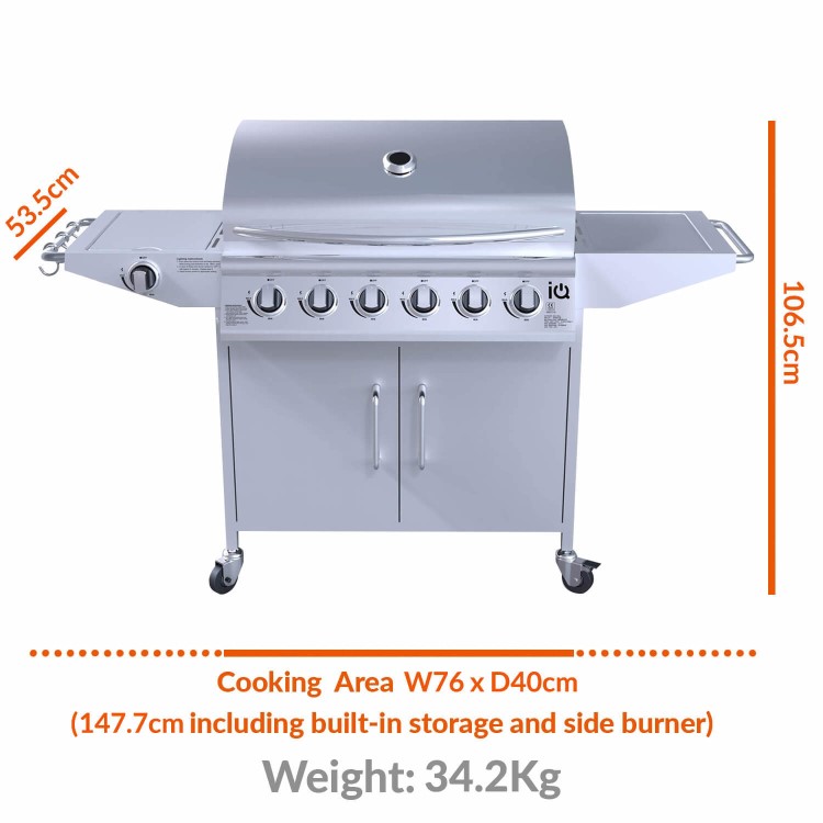 GRADE A2 - The Georgia Classic 6 + 1 Burner Gas BBQ in Silver.