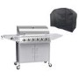Refurbished electriQ The Georgia Classic 6 Burner Gas BBQ with side burners in Stainless Steel Includes FREE BBQ Cover and Utensil Set