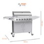 GRADE A2 - The Georgia Classic - 6 Burner Gas BBQ with Side Burner in Silver.