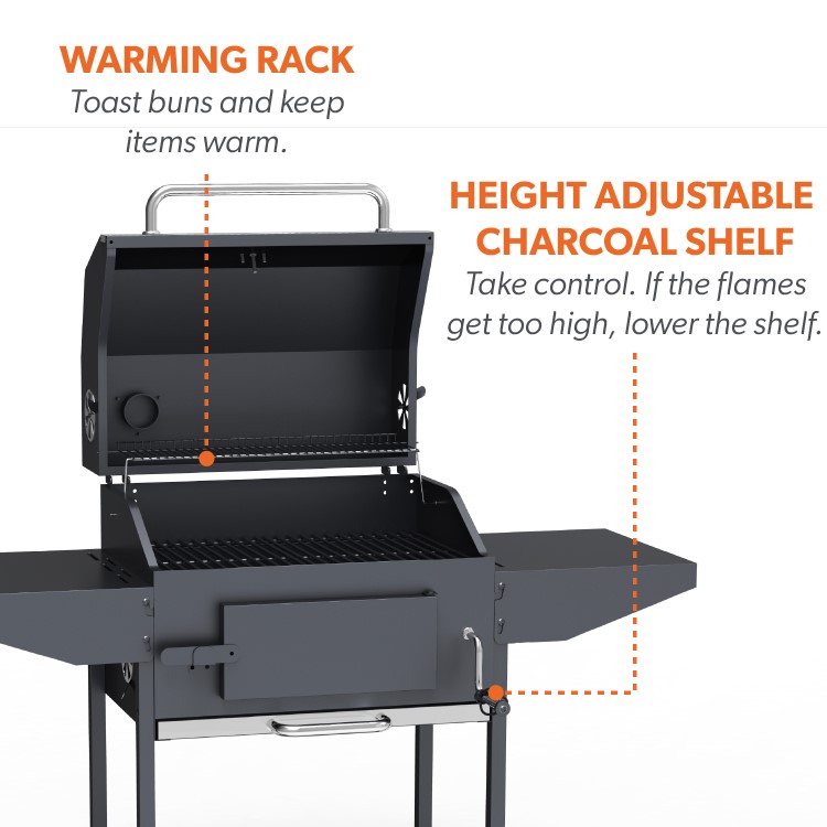 GRADE A2 - The American Tennessee Charcoal Grill BBQ with Chimney Smoker Function