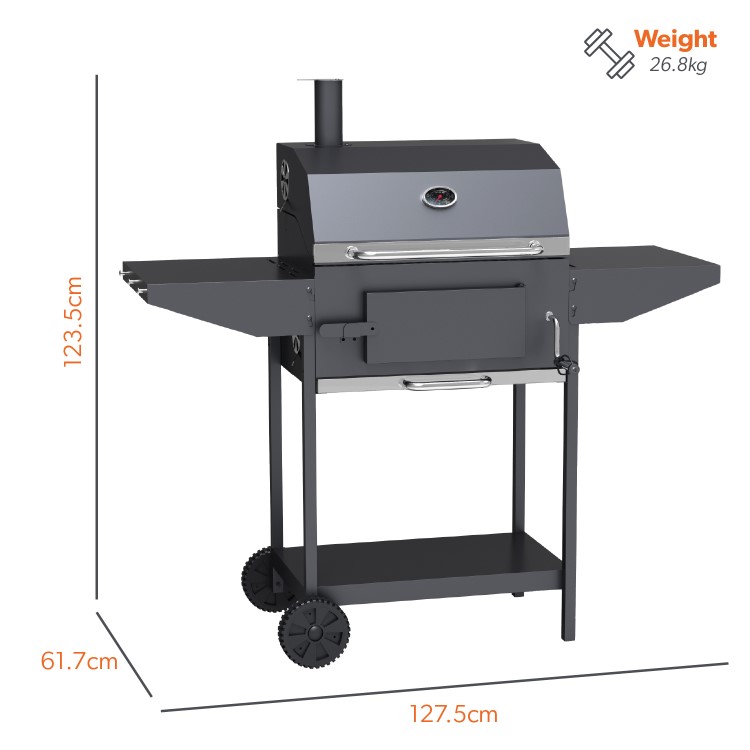 GRADE A2 - The American Tennessee Charcoal Grill BBQ with Chimney Smoker Function