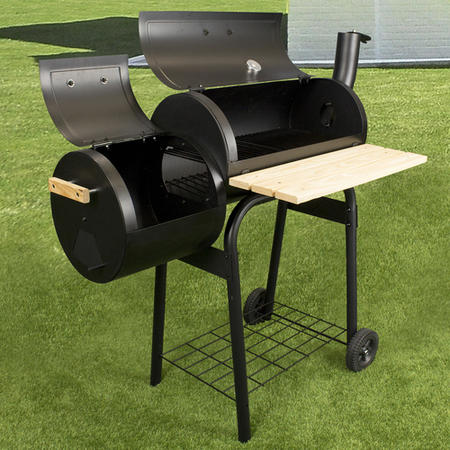 Black Barrel Charcoal Smoker BBQ - Includes BBQ Cover and Utensil Set