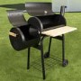 Black Barrel Charcoal Smoker BBQ - Includes BBQ Cover and Utensil Set