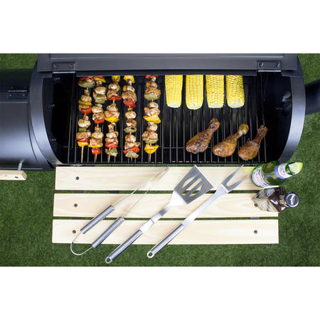 Black Barrel Charcoal Smoker BBQ - Includes BBQ Cover and Utensil Set