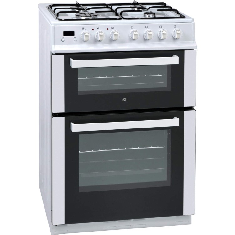 GRADE A2 - electriQ 60cm Dual Fuel Cooker with Double Oven in White