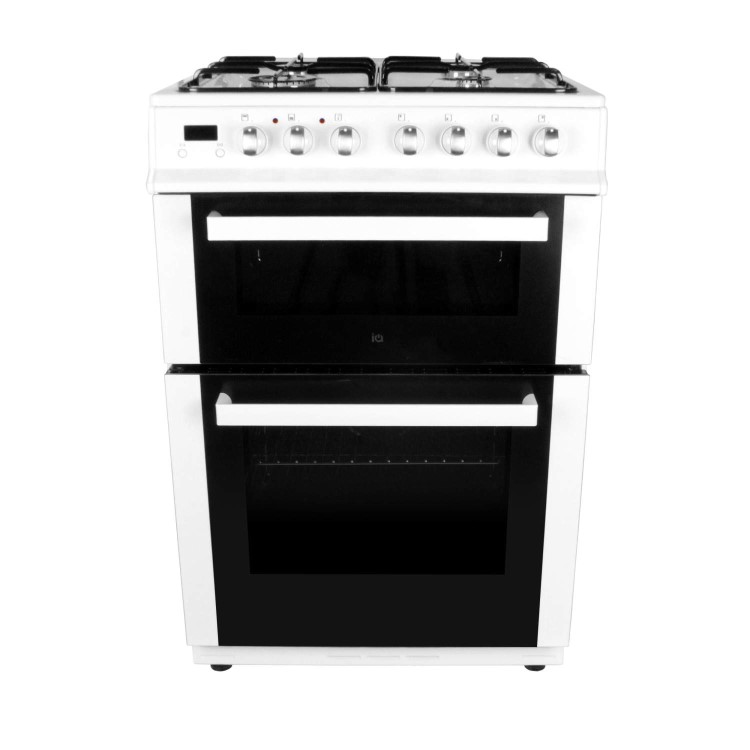 GRADE A2 - electriQ 60cm Dual Fuel Cooker with Double Oven in White