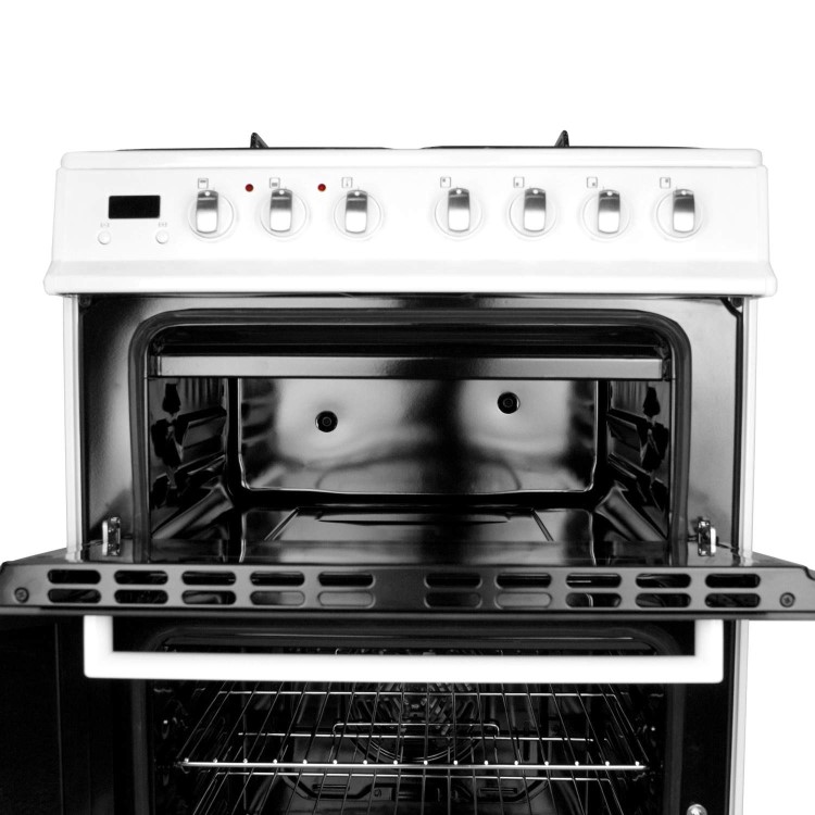 GRADE A2 - electriQ 60cm Dual Fuel Cooker with Double Oven in White