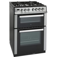 GRADE A1 - electriQ 60cm Dual Fuel Cooker with Double Oven - Stainless Steel