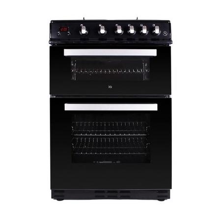 GRADE A2 - electriQ 60cm Dual Fuel Cooker with Double Oven - Black